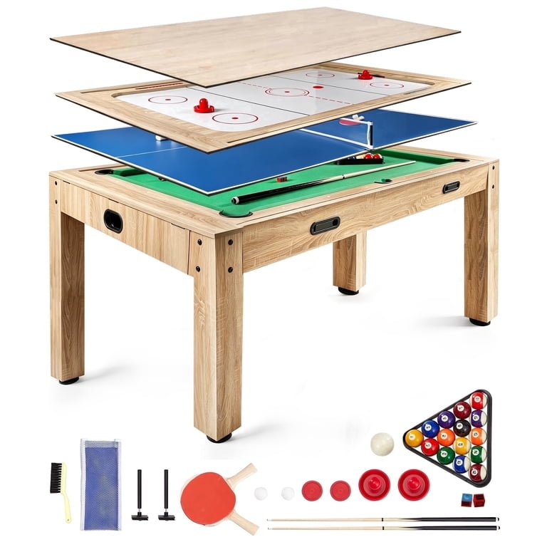 Multi Game Table 7ft, 4 In 1, Pool, Air Hockey, Table Tennis, Dining Table