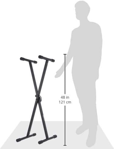 Keyboard and Piano Stand, Adjustable Height, Portable Single-X-Shape, Black