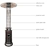 Patio Heater, Gas Cylinder Heater with Glass Tube, Stainless Steel Base, and Wheels, Propane Commercial Outdoor Heater, Round Reflector Shield