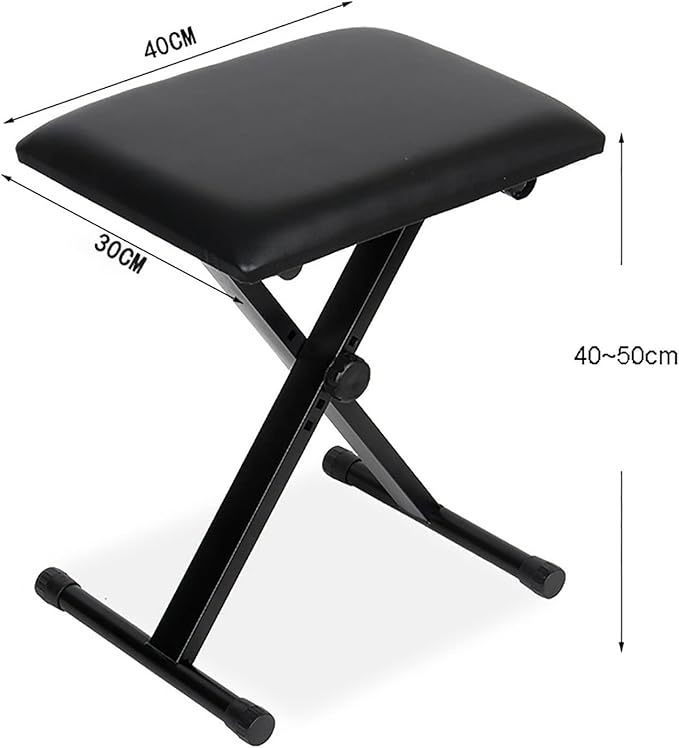 Piano Stool Adjustable Keyboard Bench X-Style Piano Bench Comfortable Padded Seat Keyboard Seat Stool with X-Type Iron Frame,Lightweight and Portable