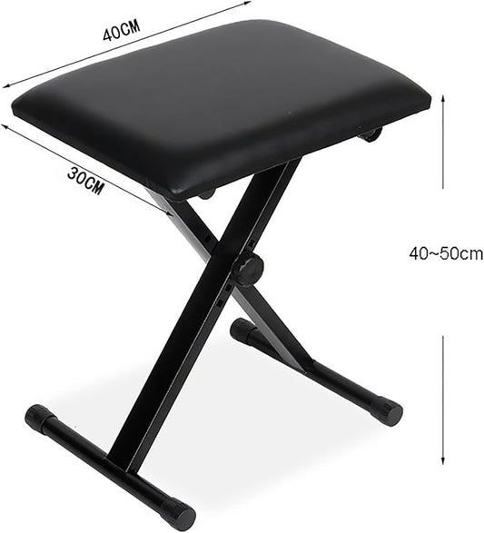 Piano Stool Adjustable Keyboard Bench X-Style Piano Bench Comfortable Padded Seat Keyboard Seat Stool with X-Type Iron Frame,Lightweight and Portable