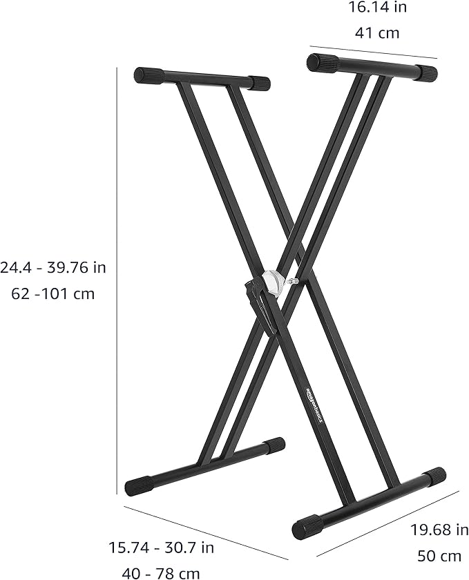 Sturdy Keyboard and Piano Stand, Heavy-Duty Adjustable Height, X-Shape Design, Durable, Black, 27.5 to 38.2 inches