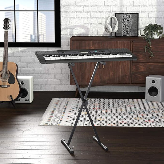 Keyboard and Piano Stand, Adjustable Height, Portable Single-X-Shape, Black