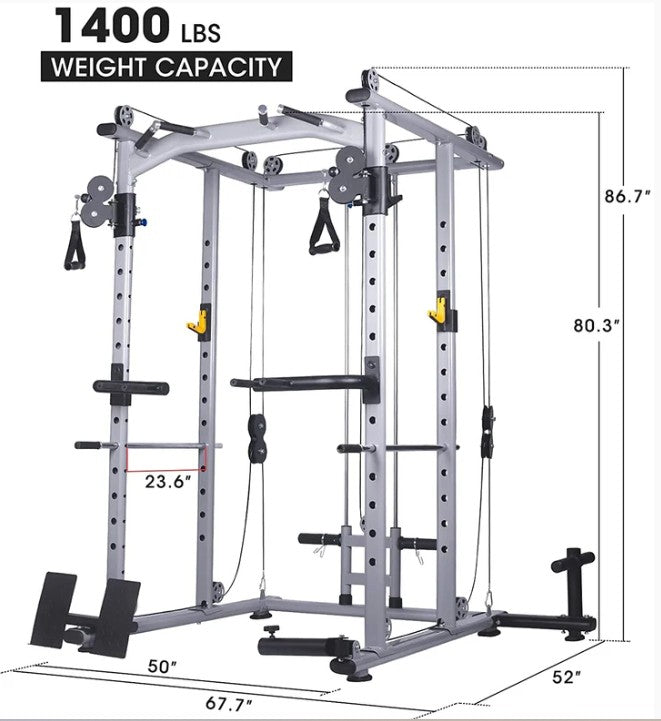 Multi-Function Power Cage Super Rack with Cable Cross