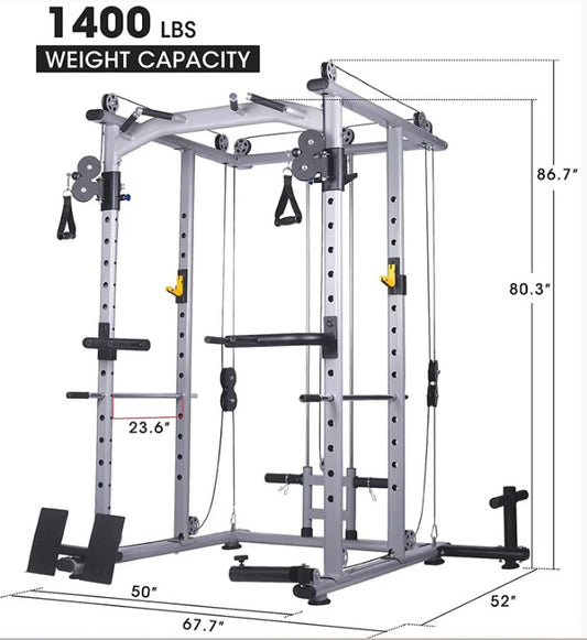 Multi-Function Power Cage Super Rack with Cable Cross