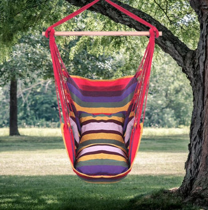 Hanging Rope Swing / Hammock Chair With 2 Cushions & Wooden Stick