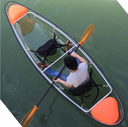 Single Person Clear Kayak With 1 Back Seat, 1 Orange Paddle,2 Orange Air Floaters