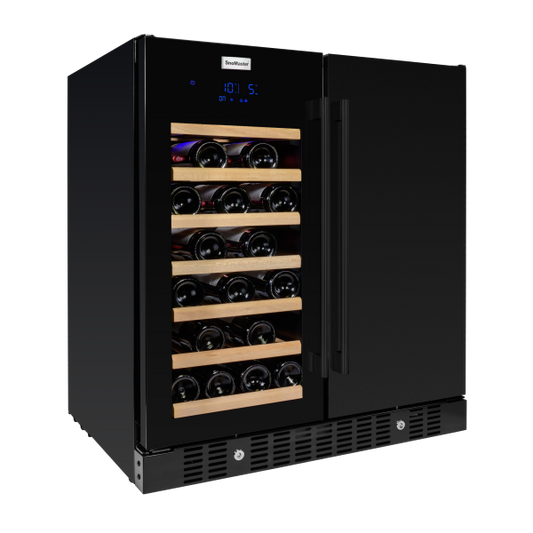 SnoMaster SMBW-95-34 (VT-19DPRO (BLACK)) 95L + 34 Bottle Pro Series Double Door Beverage/Wine Cooler