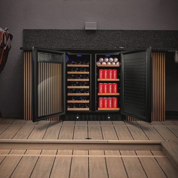 SnoMaster SMBW-95-34 (VT-19DPRO (BLACK)) 95L + 34 Bottle Pro Series Double Door Beverage/Wine Cooler