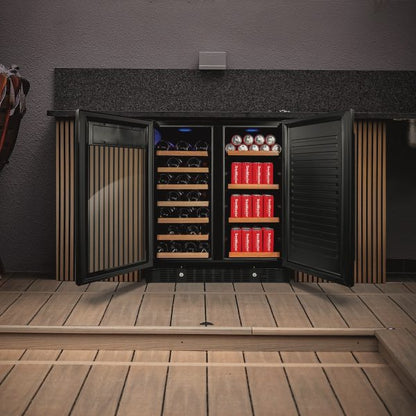 SnoMaster SMBW-95-34 (VT-19DPRO (BLACK)) 95L + 34 Bottle Pro Series Double Door Beverage/Wine Cooler