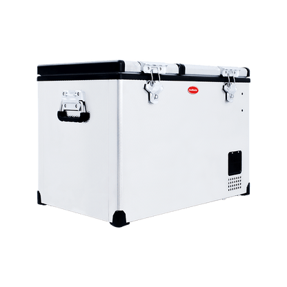 SnoMaster - 66L Low Profile Dual Compartment Mobile Fridge/Freezer AC/DC - Stainless Steel