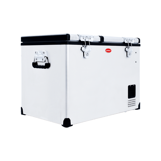 SnoMaster - 66L Low Profile Dual Compartment Mobile Fridge/Freezer AC/DC - Stainless Steel