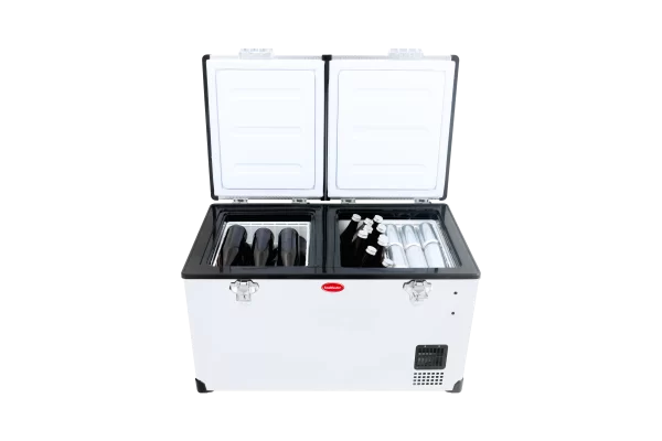 SnoMaster - 66L Low Profile Dual Compartment Mobile Fridge/Freezer AC/DC - Stainless Steel