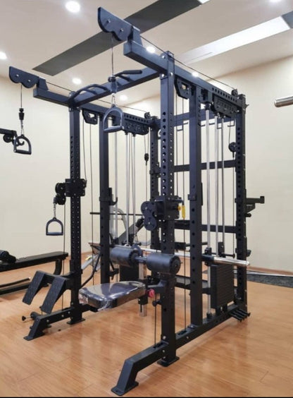 Multi functional Smith Machine Commercial Fitness Gym Equipment Squat Rack Power Cage with Steel Weight Stack