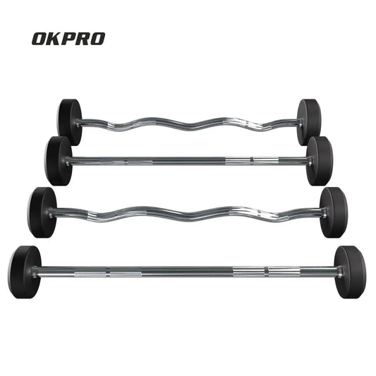Rubber Fixed Barbells (Straight & Curl)