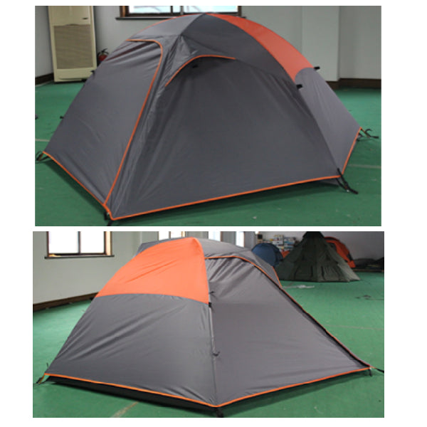 2 Person Hiking Tent In Aluminum Pole (127+85)X224X104Cm, 210T Ripstop Polyster PU3000mm With Tape, 600D Oxford Fiber