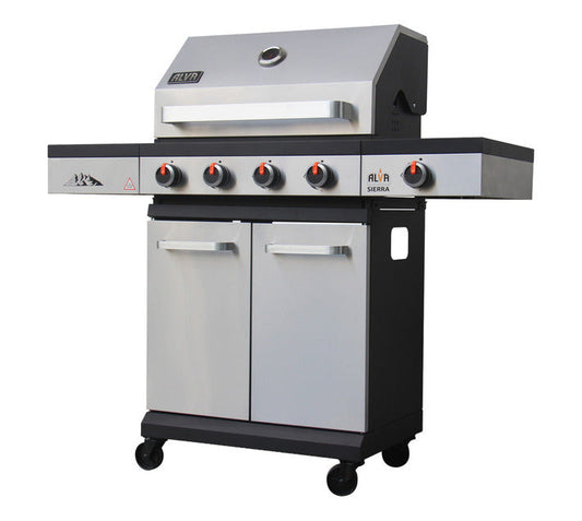 Alva Sierra 4-Burner BBQ With Side Burner – Stainless Steel / Black