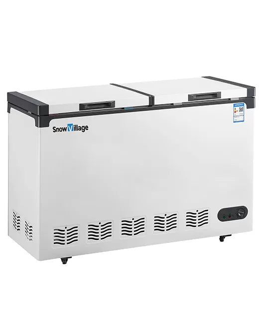 SnowVillage BCD-388 388L 2-Door Chest Freezer & Chiller | Commercial Horizontal Freezer | Dual Temperature Control | R600a | Energy Efficient
