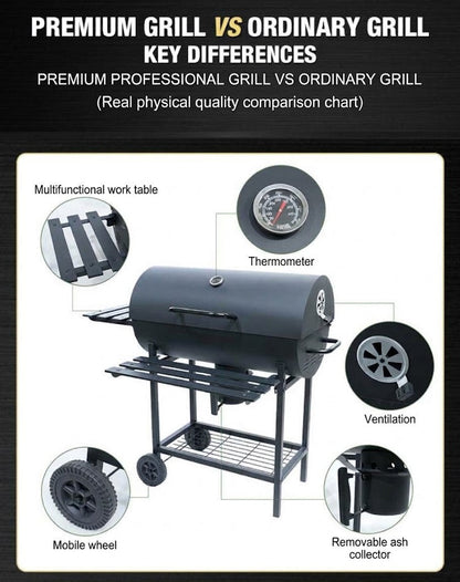 Charcoal Barrel BBQ Grill