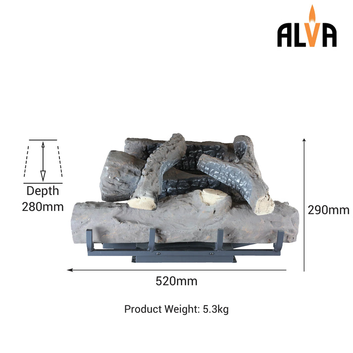 Alva Log Fireplace Gas Heater 520mm Wide GFP100