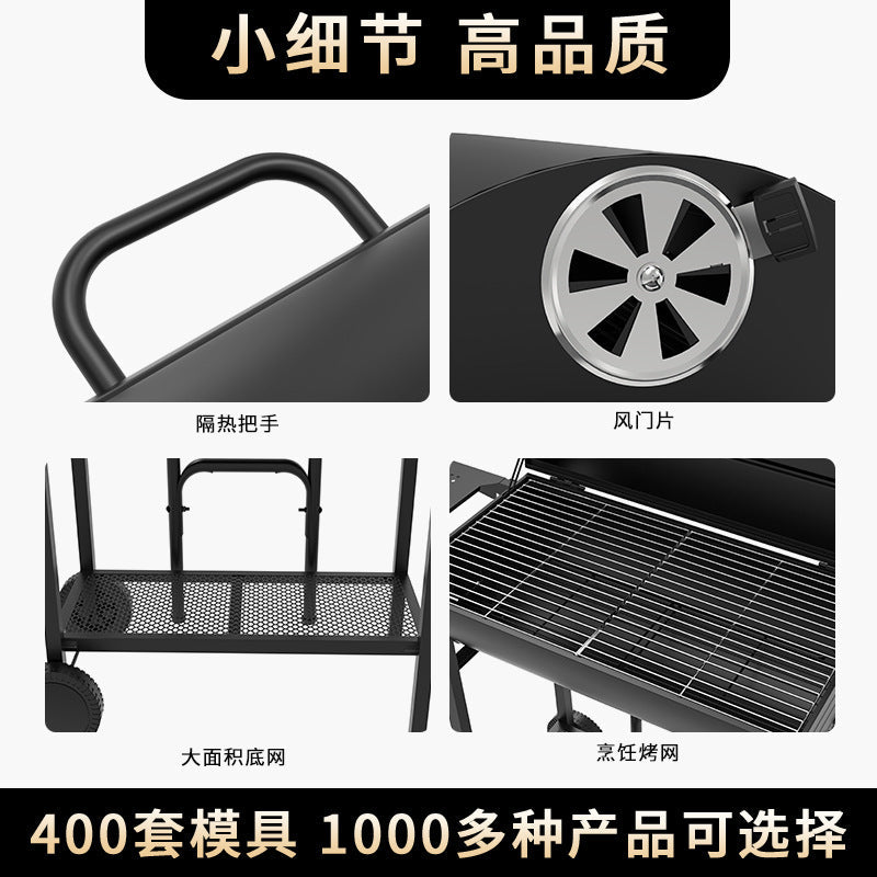 Double sided Charcoal barrel BBQ Grill