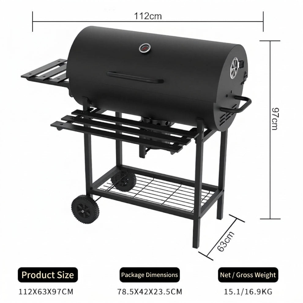 Charcoal Barrel BBQ Grill