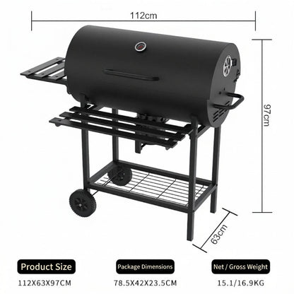 Charcoal Barrel BBQ Grill