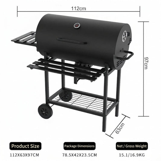 Charcoal Barrel BBQ Grill