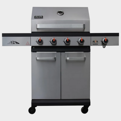 Alva Sierra 4-Burner BBQ With Side Burner – Stainless Steel / Black