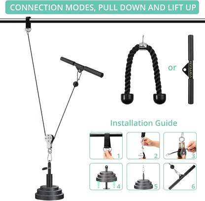 VINTEAM Fitness Cable Pulley System – LAT Pulldown & Lift Attachment (2.5m)