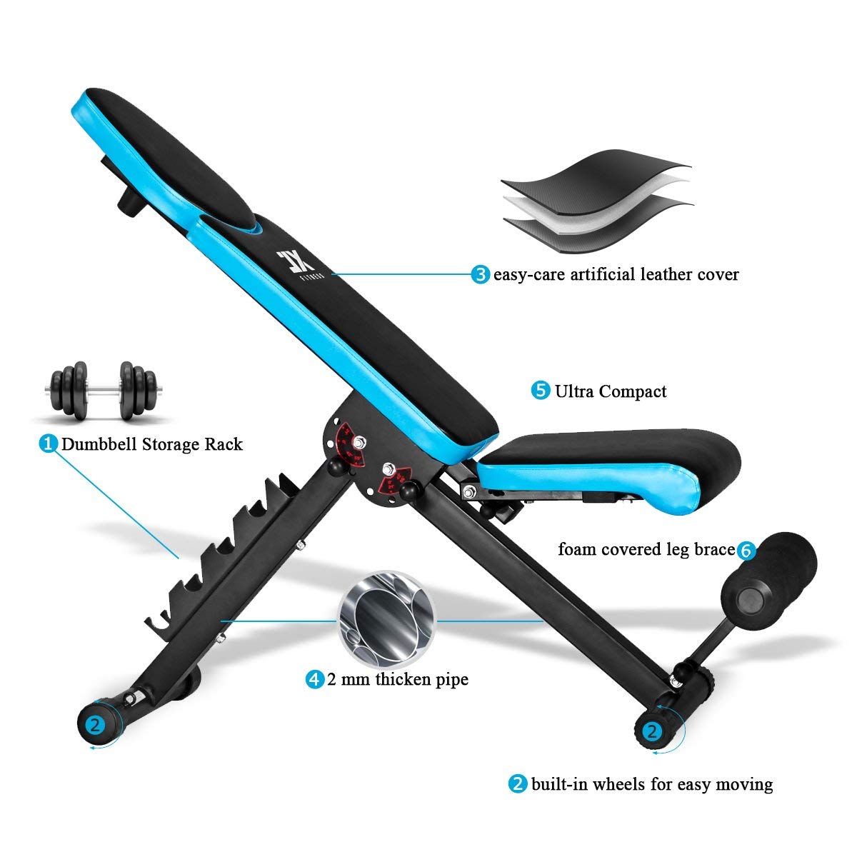 JX FITNESS Adjustable Weight Bench