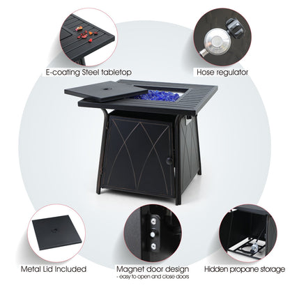 Firetable Gas Heater With Lava Rocks and Lid