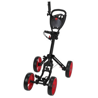 Golf Quad 4-Wheel Folding Golf Pull Push Trolley Black/Red