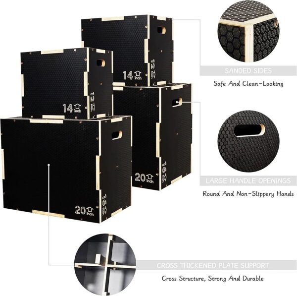 24″ × 20″ × 16″ Plyo Box, 3-in-1 Foam Plyometric Jump Box, Box Jump for for Home Gym Training Fitness Workout Exercise
