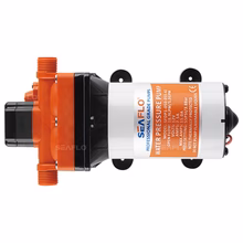 SeaFlo 12v Water Pump has an automatically controlled pressure switch and a compact design