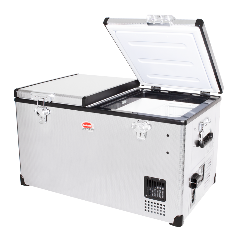 SnoMaster – 66L Low Profile Dual Compartment Stainless Steel Fridge/Freezer AC/DC