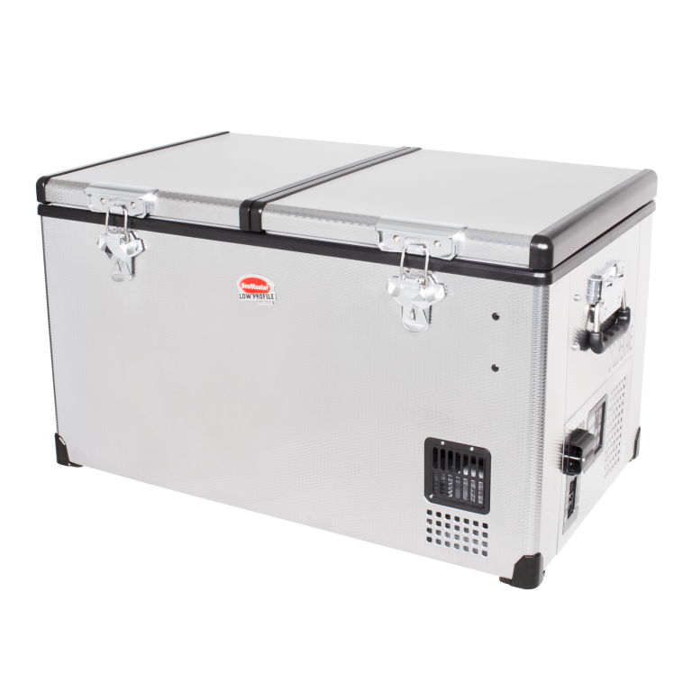 SnoMaster – 66L Low Profile Dual Compartment Stainless Steel Fridge/Freezer AC/DC