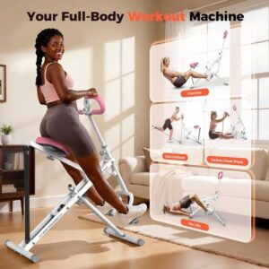 Squat Machine for Home,Rodeo Core Exercise Machine,330lbs Foldable,Adjustable 4 Resistance Bands,Ride & Rowing Machine for Botty Glutes Butt Thighs,Ab Back/Leg Press Hip Thrust